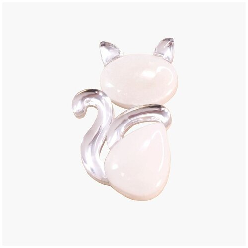 Брошь Белый Кот/White Cat, brooch, white
