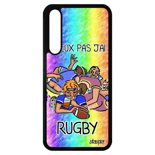 фото Противоударный чехол на смартфон // huawei p20 pro // "не могу - у меня регби!" рисунок комикс, utaupia, цветной