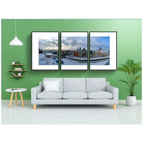 фото Набор модулных постеров для интерьера "штральзунд, панорама, зима" 60x90 см. в тубусе, без рамки lotsprints