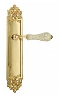 Дверная ручка Venezia "COLOSSEO" белая керамика паутинка на планке PL96 полированная латунь