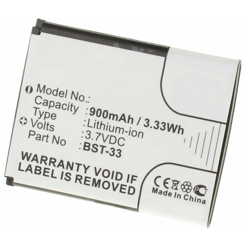 Аккумулятор iBatt iB-U3-M355 900mAh для Sony Ericsson W395, Satio, W890, Z800i, W660i, G705, C903, Z750i, M600i, W100i, W660, W960i,