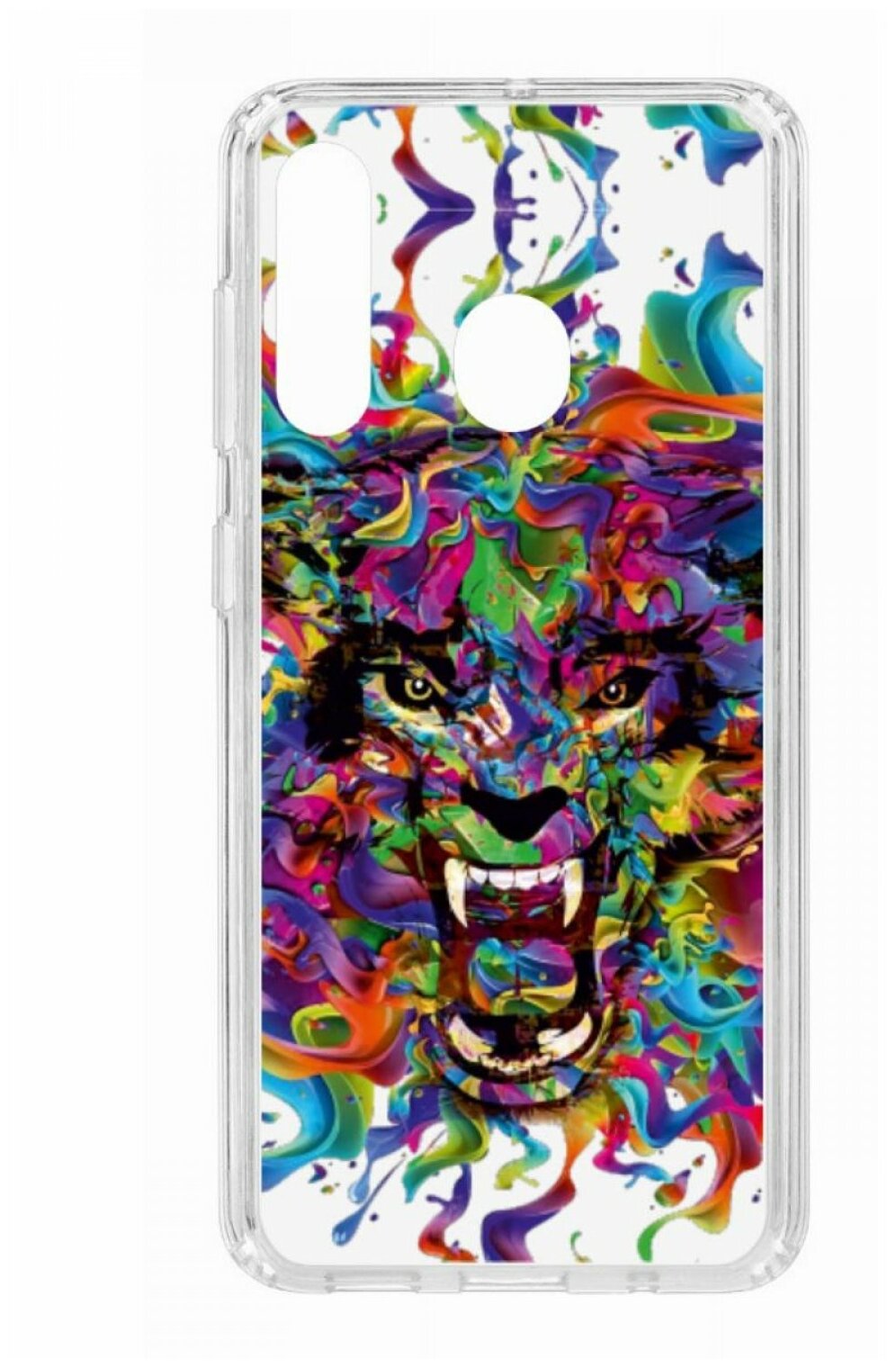 Чехол для Samsung Galaxy A60 2019 Kruche Print Colored beast, противоударная пластиковая накладка с рисунком, бампер с принтом и защитой камеры