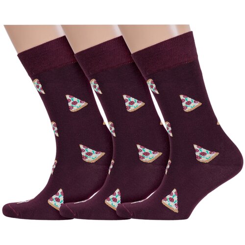 Комплект из 3 пар мужских носков RuSocks (Орудьевский трикотаж) м3-13048, бордовые, размер 25-27 (38-41)