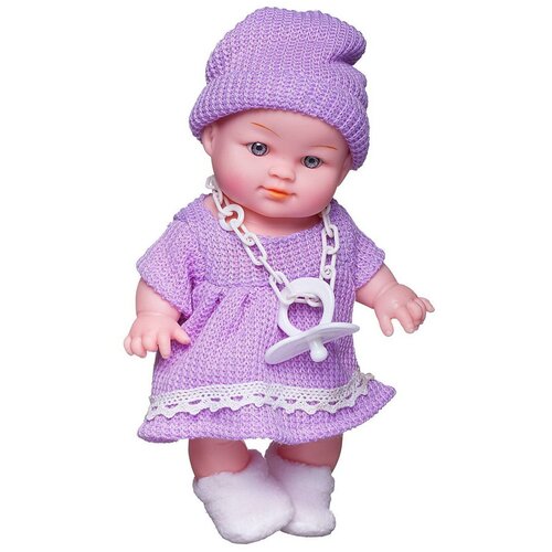 Пупс ABtoys Мой малыш, озвученный в фиолетовом платье 22,9 см