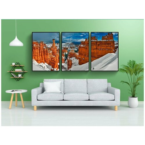 фото Набор модулных постеров для интерьера "брайс каньон, юта, зима" 60x90 см. в тубусе, без рамки lotsprints