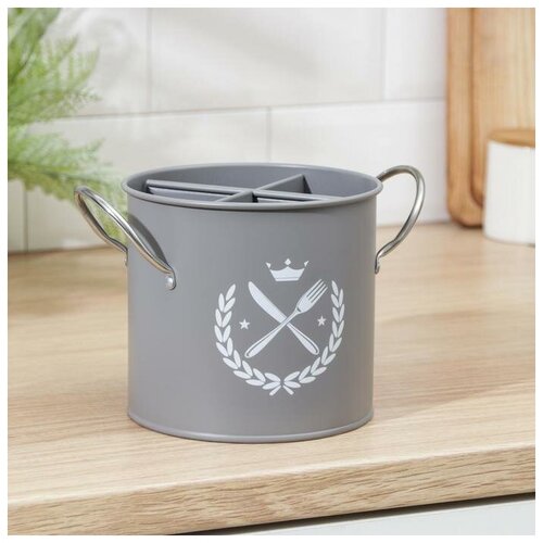 фото Подставка под столовые приборы crown, 19x14.5x14 см, цвет серый yandex market