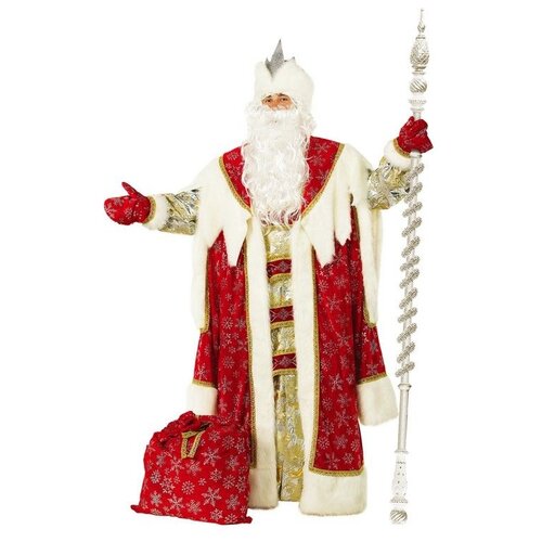 фото Батик карнавальный костюм для взрослых дед мороз королевский, красный, 54-56 размер 189-54-56