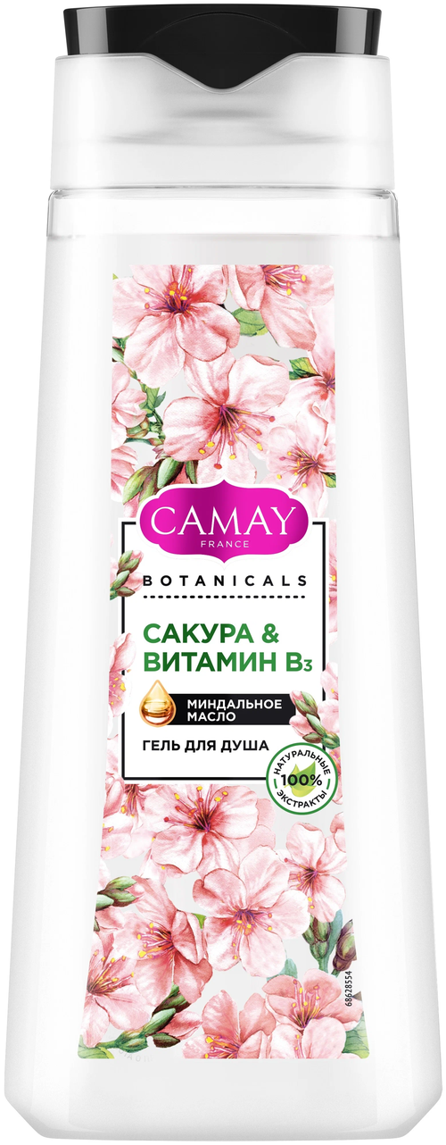 Гель для душа Camay Botanicals Японская сакура с натуральными экстрактами и маслами, без парабенов 250 мл