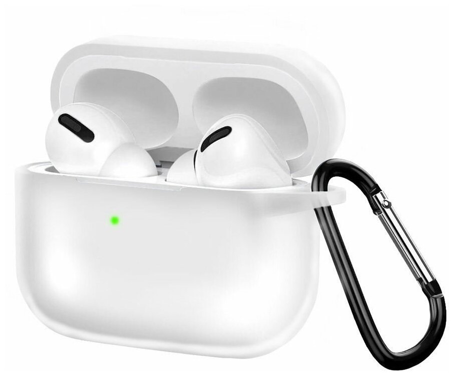 Чехол для наушников Apple AirPods Pro/Pro 2 силиконовый с карабином (прозрачный)