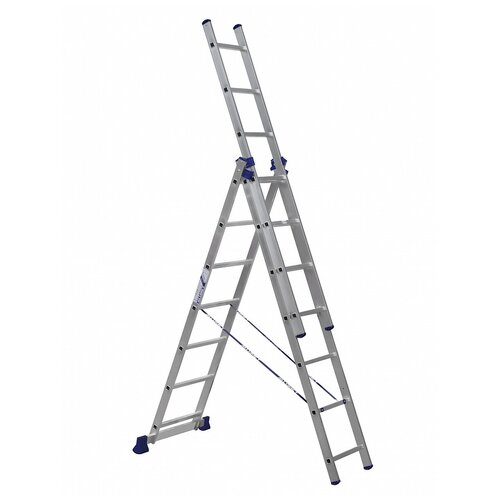 Лестница-стремянка трехсекционная Alumet H3 5307, алюминиевая, 3 x 7 ступеней, 2,87 - 4,84 м лестница alumet н3 5307 7ст алюминий