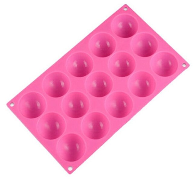 Форма для выпечки силиконовая "Полусферы", 15 ячеек, розовая (диаметр 4,5 см) - фотография № 1