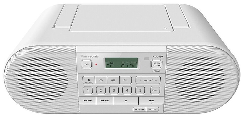 Аудиомагнитола Panasonic Rx-d550e-w белый 20Вт CD Cdrw MP3 FM(dig) USB BT Rx-d550e-w .