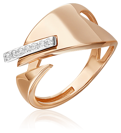 Кольцо PLATINA, комбинированное золото, 585 проба, родирование, фианит, размер 17, золотой, серебряный