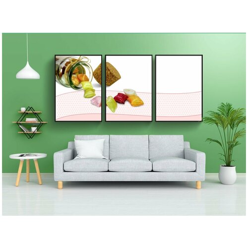 фото Набор модулных постеров для интерьера "милая, сладости, кондитерские изделия" 60x90 см. в тубусе, без рамки lotsprints