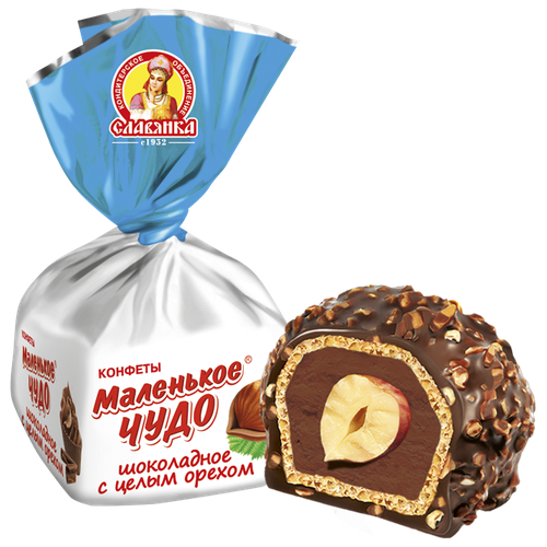 Конфеты Славянка Маленькое чудо шоколадное с цельным орехом, 1 кг