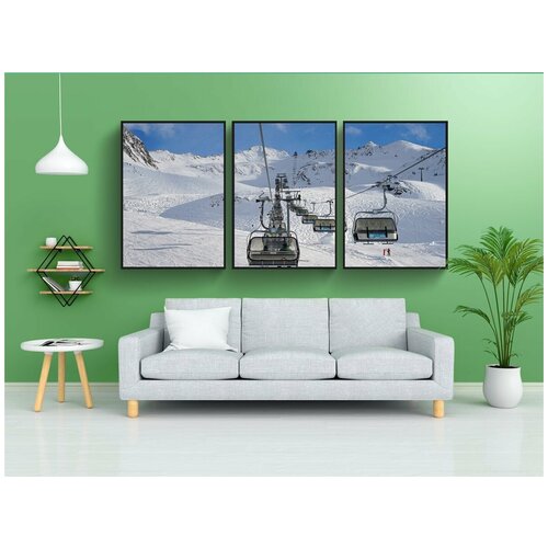 фото Набор модулных постеров для интерьера "снег, зима, гора" 60x90 см. в тубусе, без рамки lotsprints