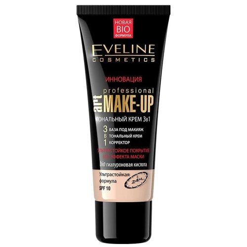 Eveline Cosmetics тональный крем Art Professional Make Up, SPF 10, 30 мл/30 г, оттенок: слоновая кость, 1 шт. eveline cosmetics bb крем satin touch spf 10 30 мл 30 г оттенок 01 ivory 1 шт