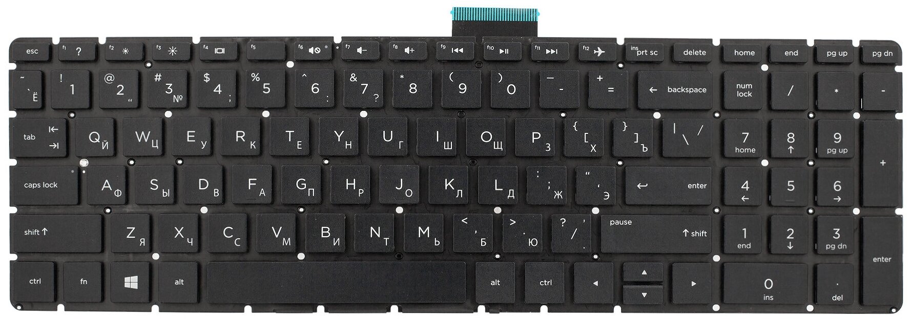 Клавиатура для ноутбуков HP 250 / 255 G6 / TPN-C129 / C130 / 15-bs / 15-bw / 15-ra / 15-rb / Pavilion 15-cb - черная