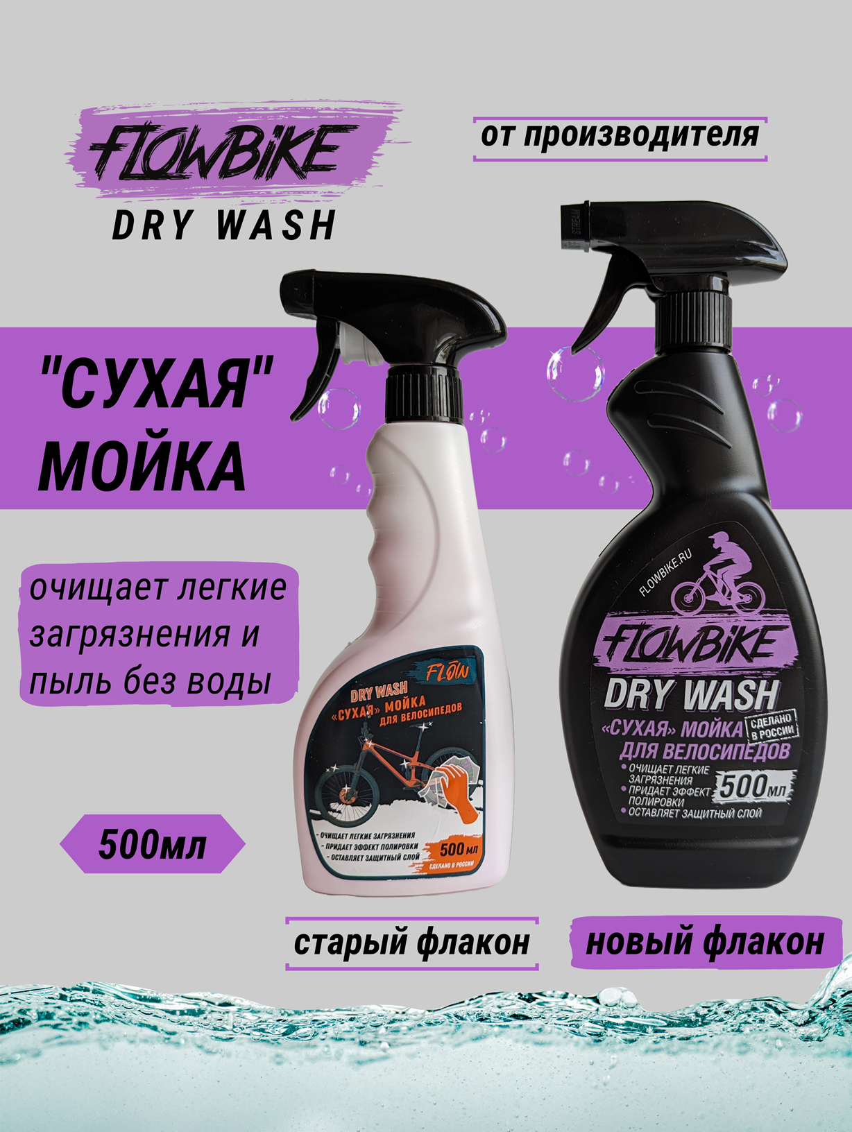 FLOWBIKE DryWash "сухая" мойка для велосипеда 500мл