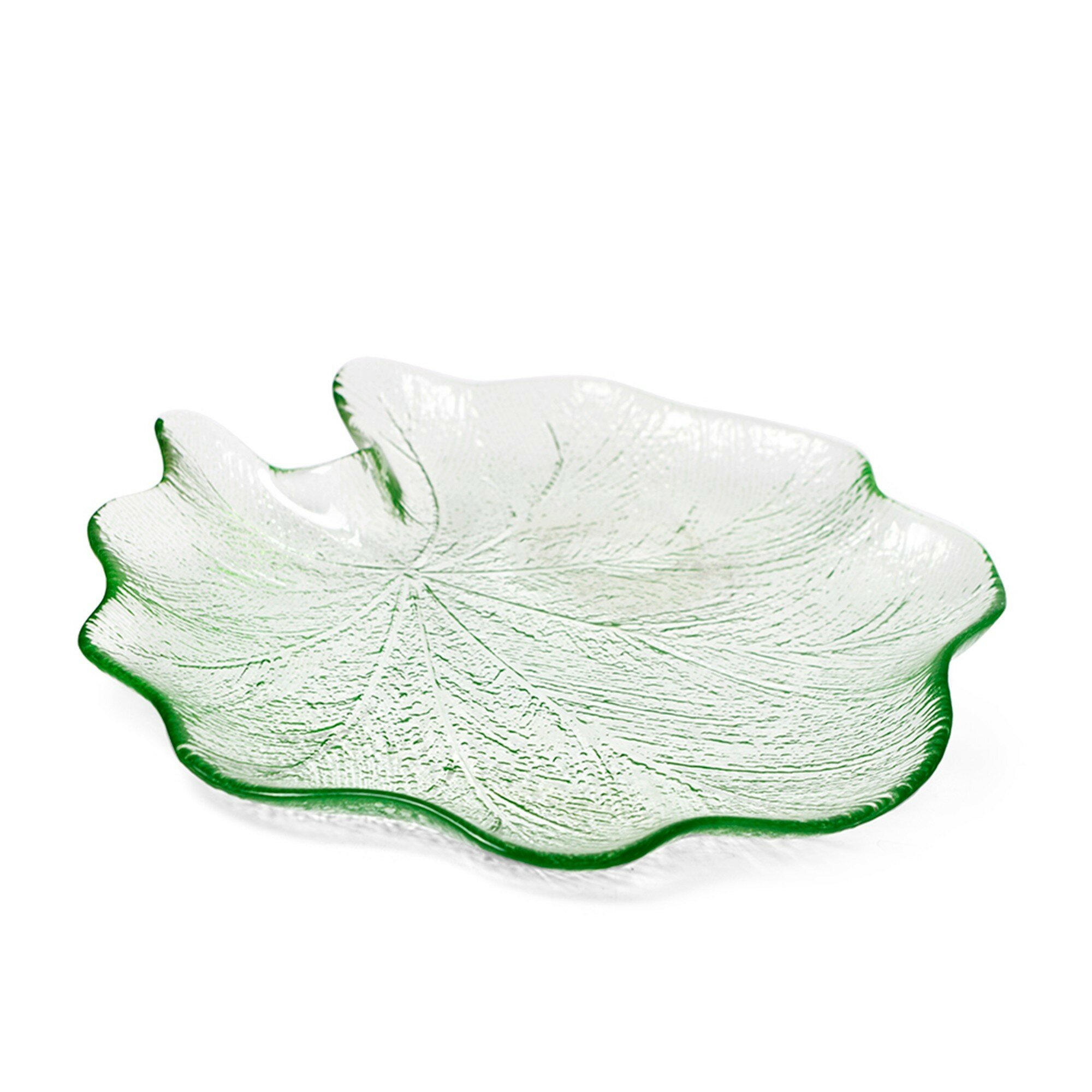 Блюдо Fissman Leaves 24x2.8см, стекло, зеленый (13909)