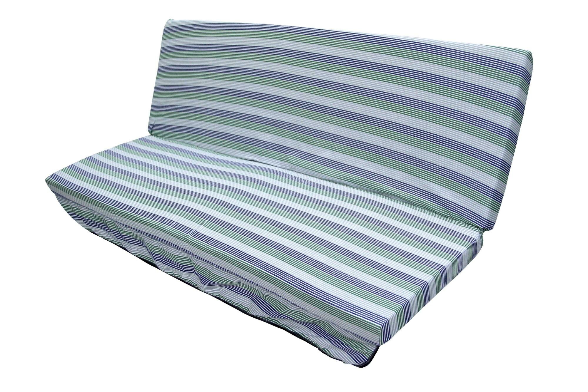 фото Мягкий элемент 1800х560х80 поликоттон М101-МТ011 арт. Мастак, Мастак Пр, Секвойя, Сорренто, Варадеро, Сиена, Торнадо (цвет ткани зеленая/серая рис. полоска "Garden story"