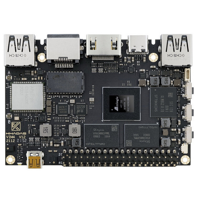 Микрокомпьютер Khadas VIM4 ARM Cortex-A73 4-Core + Cortex-A53 4-Core Amlogic A311D2 2.2GHz 8+32GB