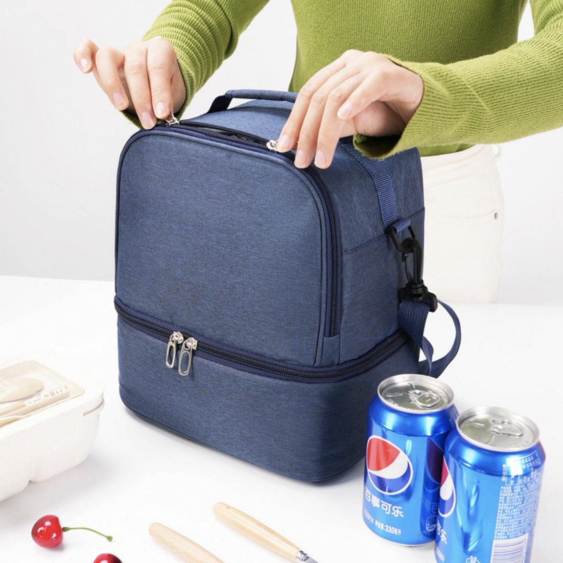 Термосумка для ланч-бокса с плечевым ремнем, сумка для обеда и еды, сумка-холодильник для пикника и путешествий