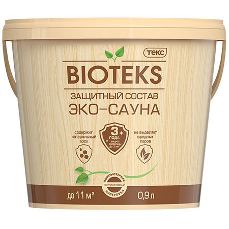 фото Текс BIOTEKS эко-сауна защитный состав термостойкий, водорастворимый, полуматовый (0,9л)