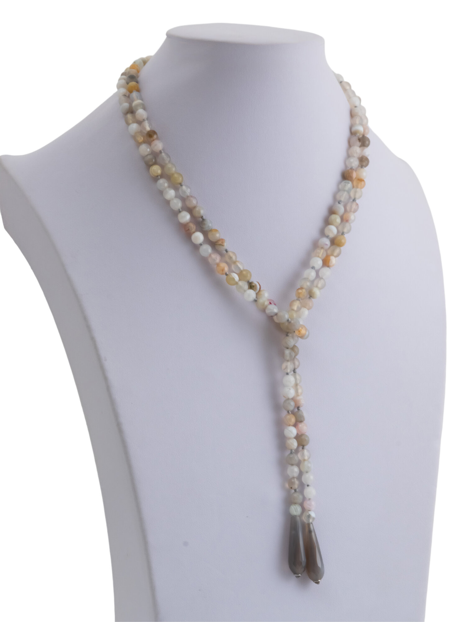 Бусы ЖемАрт, агат, длина 120 см, серый — фото 1