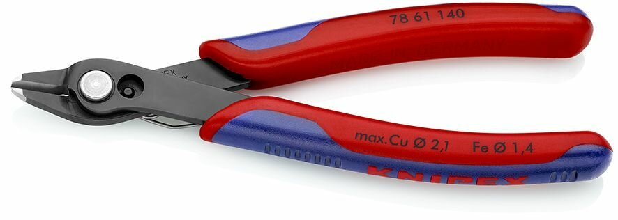 Бокорезы KNIPEX Electronic Super Knips XL прецизионные, черненые, для кабельных стяжек, 140 мм, 2-комп ручки KN-7861140