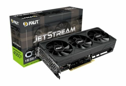 Видеокарта PCI-E Palit GeForce RTX 4060 Ti JetStream (NE6406T019T1-1061J) 16GB GDDR6 128bit 5nm 2310/18000MHz 3*DP/HDMI