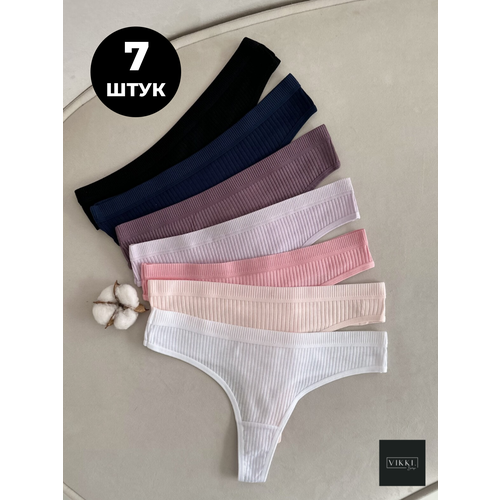 фото Трусы vikki., 7 шт., размер 42-44, белый, бежевый, розовый, черный, синий