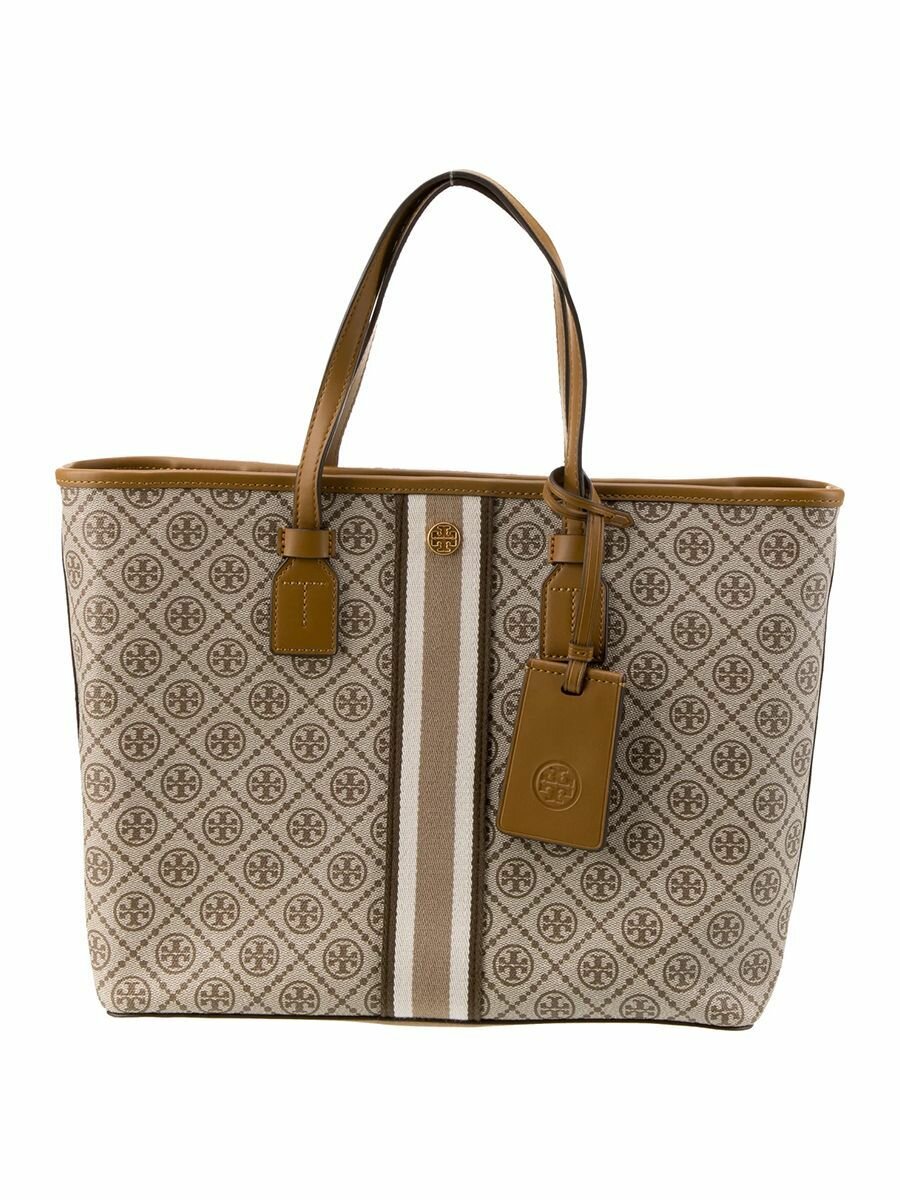 фото Сумка женская TORY BURCH Monogram coated Canvas tote 81964 GRANOLA