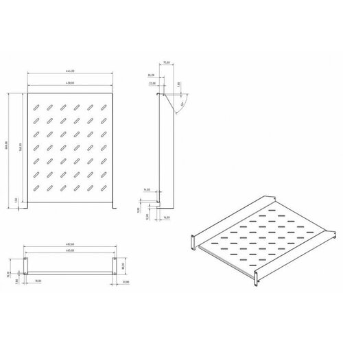 Полка угловая Hyperline TAL3-2U-600-RAL7035 6416₽