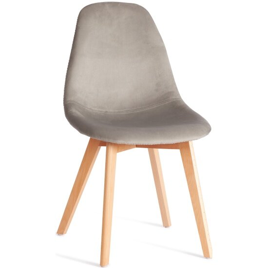Стул Tetchair CINDY SOFT (mod. C1021F1-1) / 1 шт. в упаковке велюр/дерево бук, 55 х 48 х 83 см, Светло-серый HLR39 / натуральный