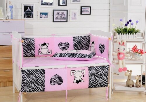 Изображение товара Бортики в кроватку для новорожденных+комплект постельного белья, DK-10, 7 предметов, Вальтери