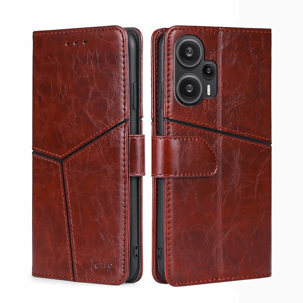 Чехол-книжка MyPads для Xiaomi Redmi Note 12 Turbo / Poco F5 объединяет геометрию коричневый