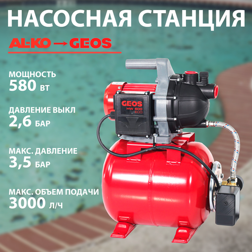 Насосная станция GEOS HW 600 ECO 580 Вт 28 бар расход 3000 лч 13490₽