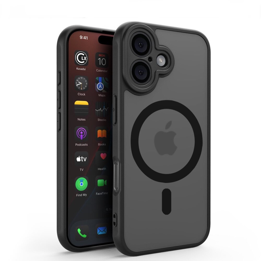 Чехол Creative Case для Apple iPhone 16 (айфон 16) магнитный, совместимый с MagSafe (магсейф), противоударный, черный