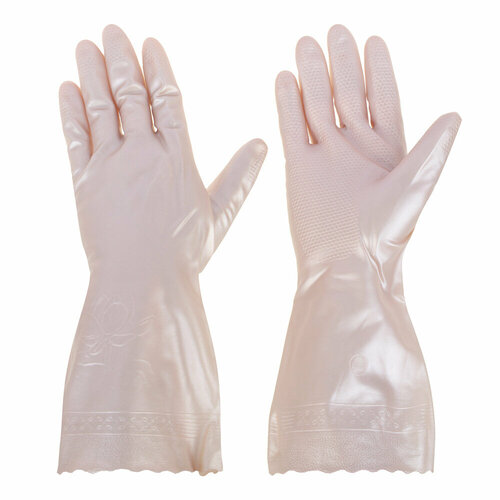 Перчатки хозяйственные VETTA с напылением размер L цвет перламутр ПВХ 275₽