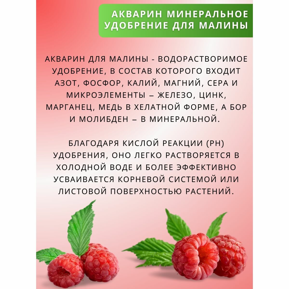 Удобрение Акварин водорастворимый "Для малины", 100 г, 2 шт. — фото 1