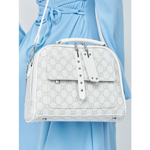 Сумка кросс-боди BORSIKA, фактура зернистая, матовая, белый