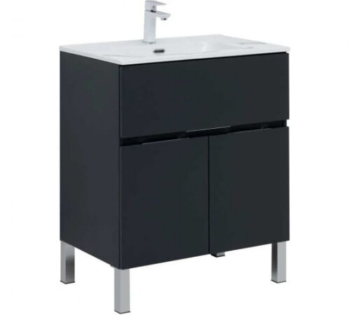 Тумба под раковину Aquanet Алвита new 70 напольная 1 ящ 2 дв. цв. антрацит (303900)