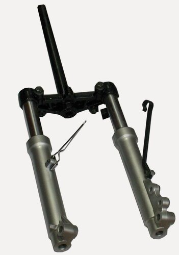 Изображение товара Вилка передняя амортизационная в сборе, сталь серебро, скутер STELS Tactic 50, 43000BMBT001,43000BMMT000 (item:250)