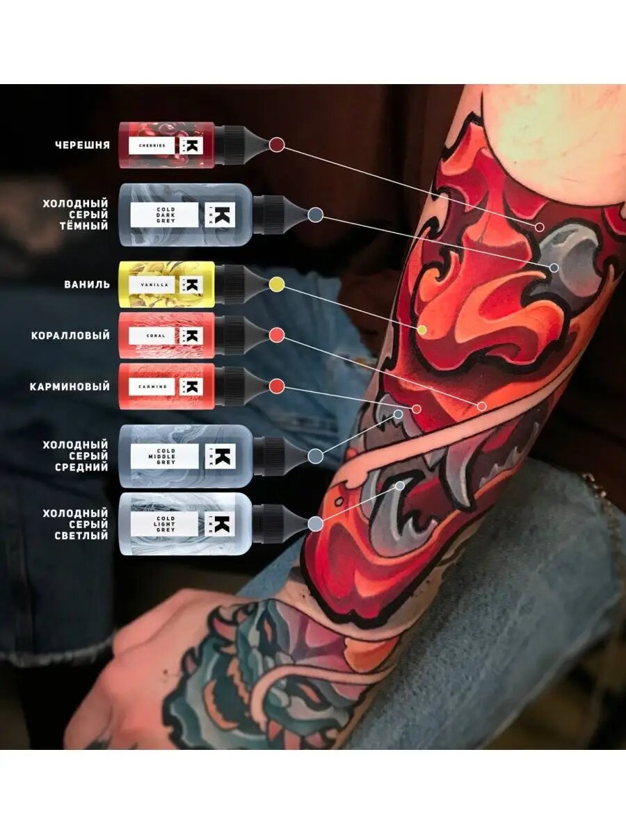 Пигмент Краска для тату "Краска Tattoo ink" 15 мл Черешня / red — фото 1