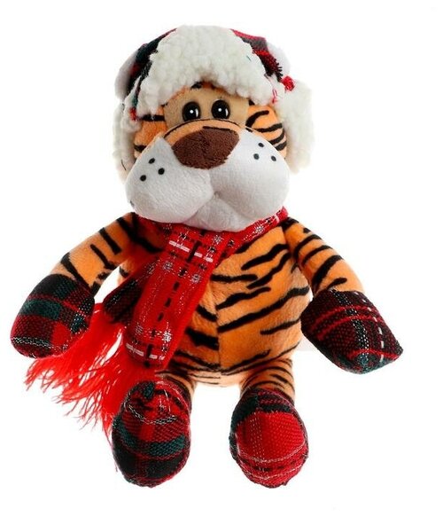 Мягкая игрушка «Тигр», с шарфом, 17 см