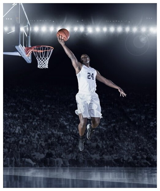 Постер на холсте Баскетболист в прыжке №3 50см. x 60см.