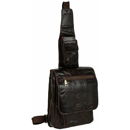 фото Сумка polar повседневная, натуральная кожа, коричневый