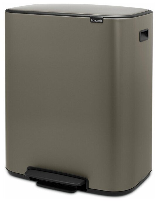 Мусорное ведро Brabantia Pedal Bin Bo 211546 30+30 л, платиновое - фото №1