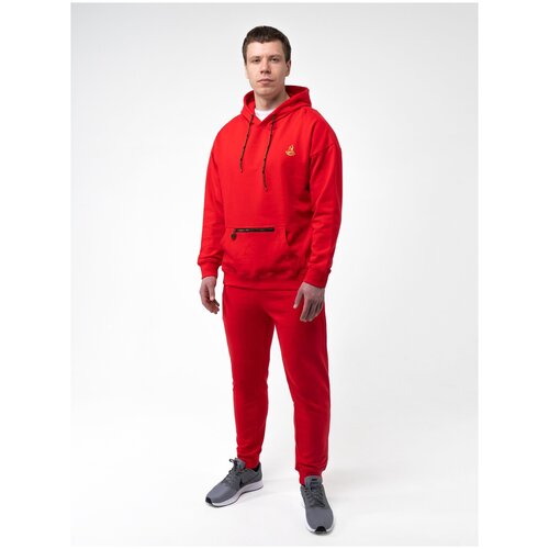 фото Костюм великоросс, олимпийка, худи и брюки, силуэт прямой, размер 44, красный